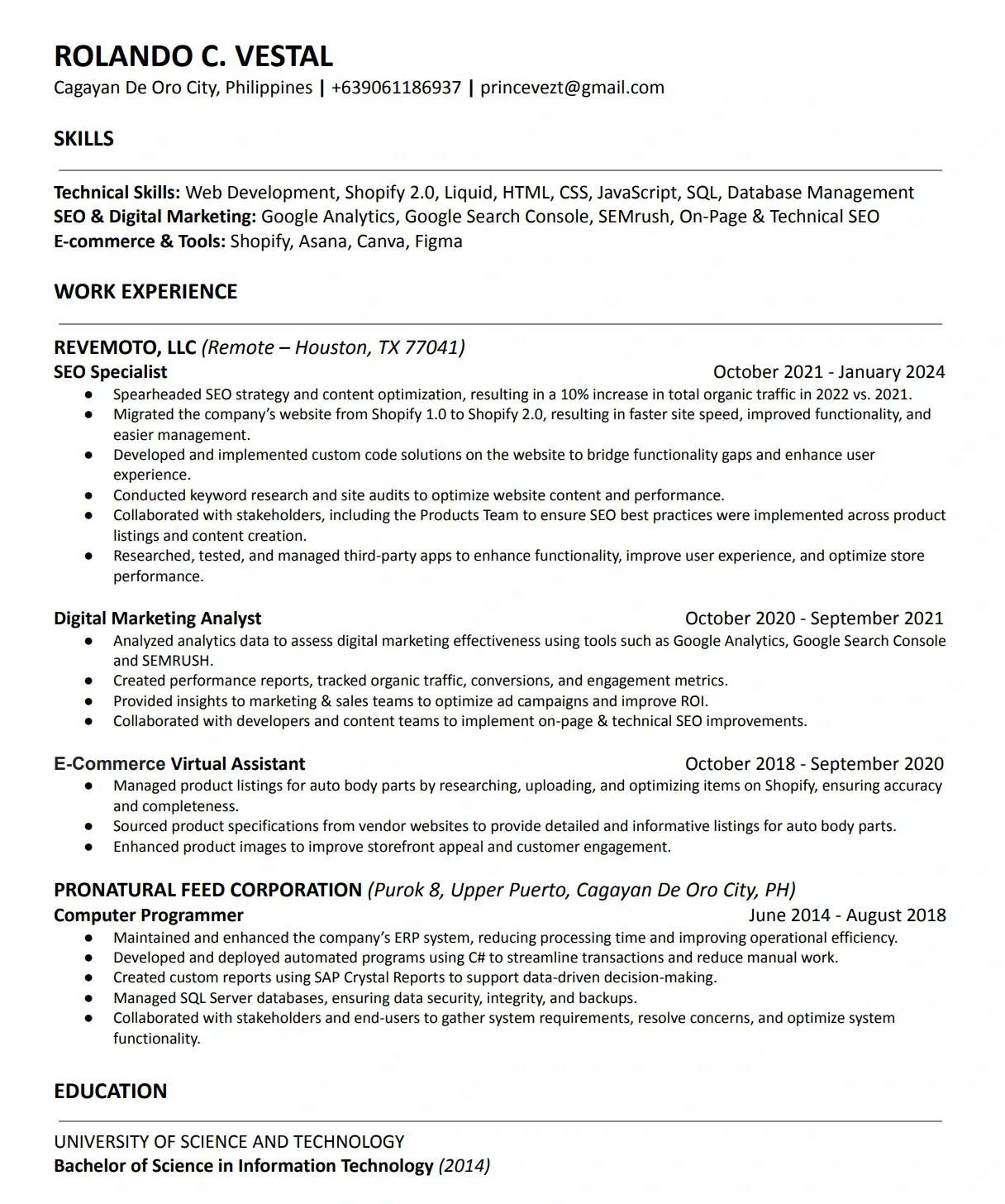 Rolando Vestal Resume Thumbnail